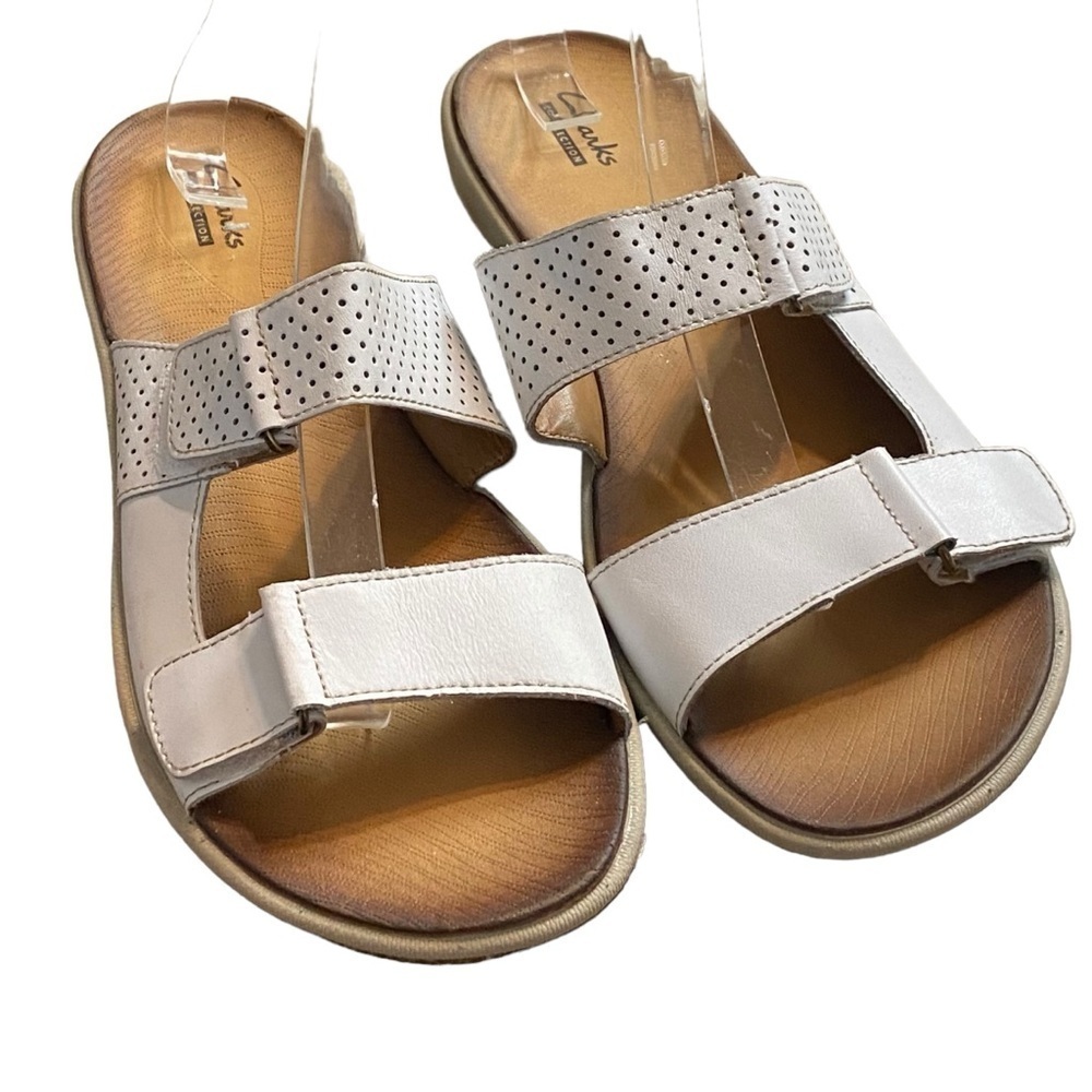 Clarks collection women’s white slide sandals‎ size 7.5